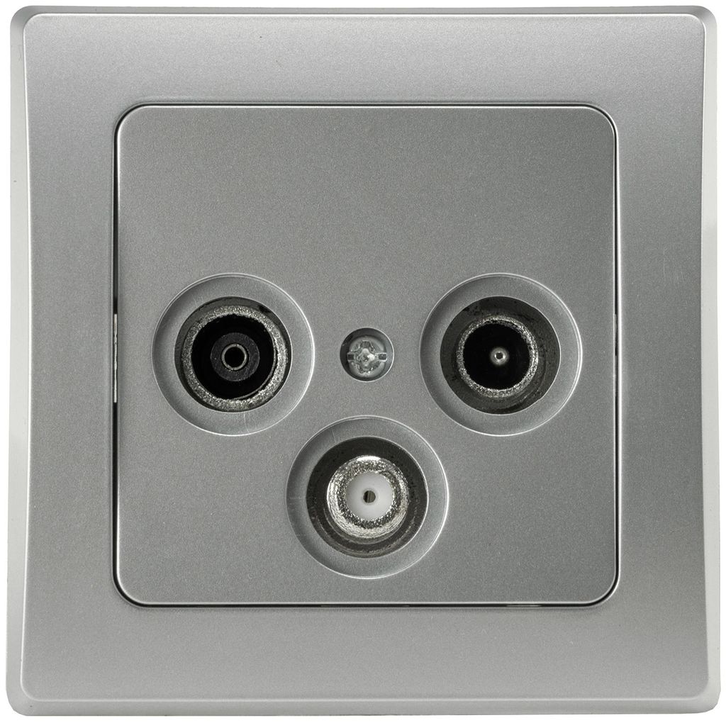 DELPHI Antennendose TV+Radio+Sat inkl. Rahmen, UP, silber Produktbild 