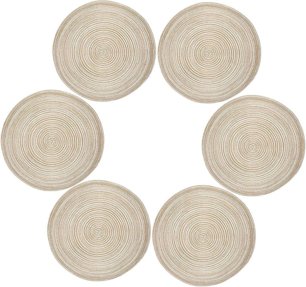 Platzset, 6er-Set, rund, hitzebeständig, gewebt, Tischsets Produktbild 
