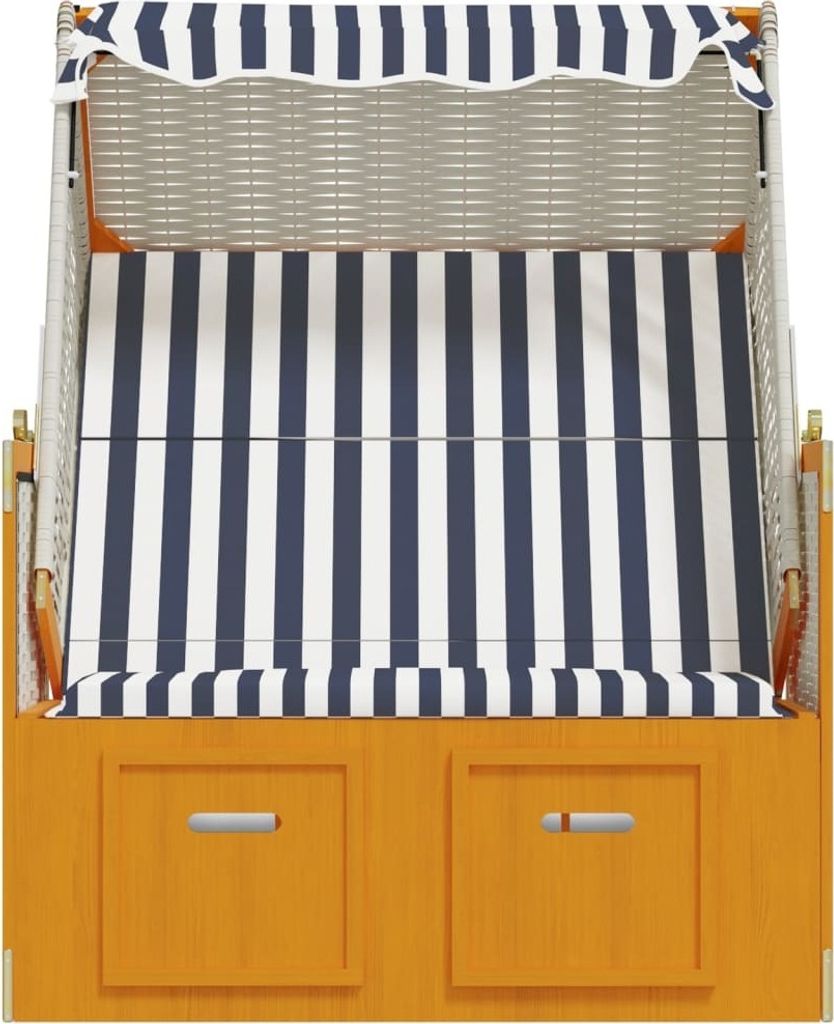 vidaXL Strandkorb mit Dach Poly Rattan & Massivholz Weiß & Produktbild 6