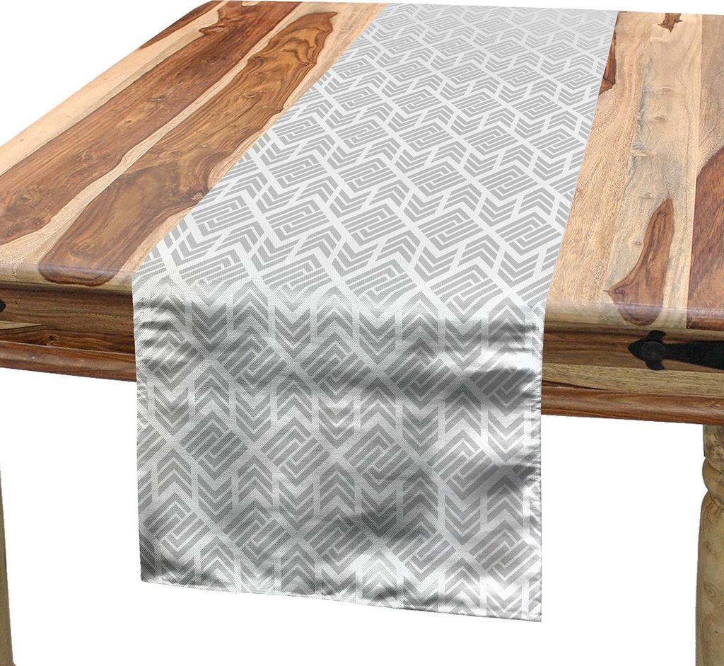 ABAKUHAUS grau Geometric Tischläufer, Abstrakt Zickzack-Streifen und geometrische Motive Moderne Gitter-Design-, 40 x 225 cm, Pale Grau und Weiß
