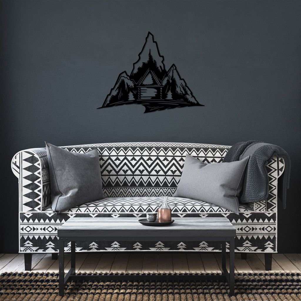 Wallity, Everest- SKL2528, Schwarz, Sonstige Wohndekorationen, 70 x 52 cm, 100% Metall (Dicke: 1