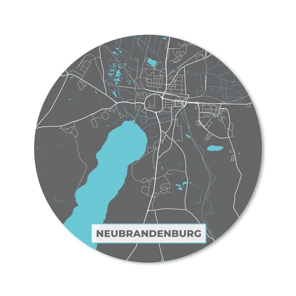 MuchoWow Mauspad Mousepad Blau - Deutschland - Karte - Stadtplan - Neubrandenburg 20x20 cm - Mousepads - Maus Mat - Pad - Mausunterlage - Schreib...