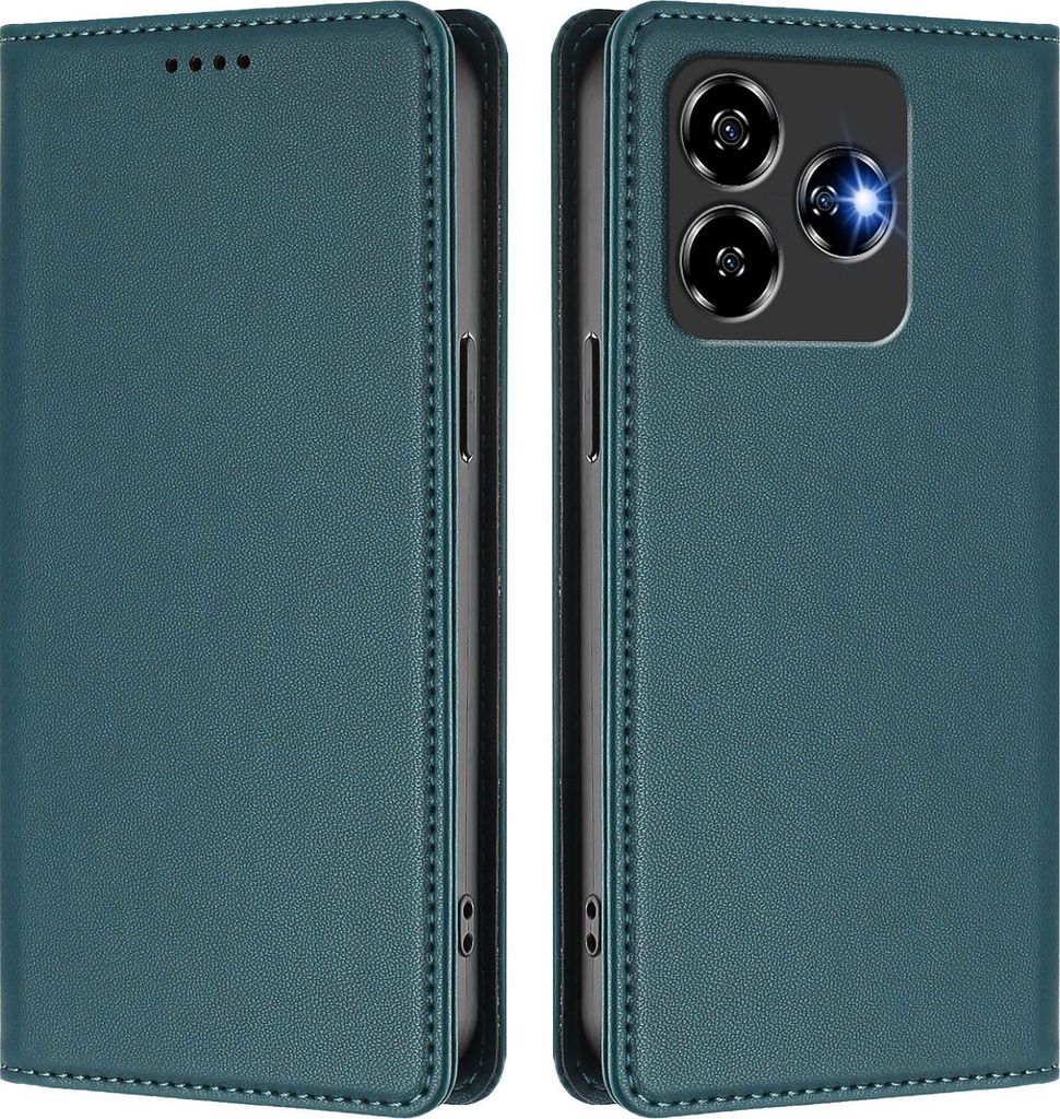 Handyhülle für ZTE Blade V60 Vita/V60 Design/Axon 60 Lite, Kunstleder Klapphülle Stoßfeste Magnetische Hülle mit Ständer Grün