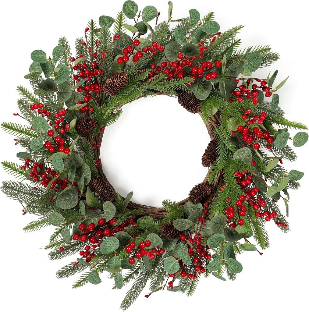 Winterdeko-Deurkrans mit Tannen und Beeren