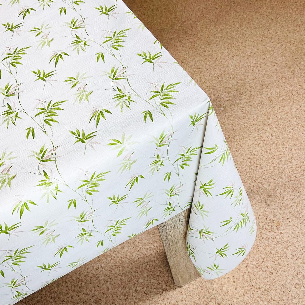 Wachstuchtischdecke 140x180 cm - Bambus Blätter - Wachstischdecke mit wasserabweisender und lebensmittelecht PVC-Beschichtung - Outdoor-Tischdecke...