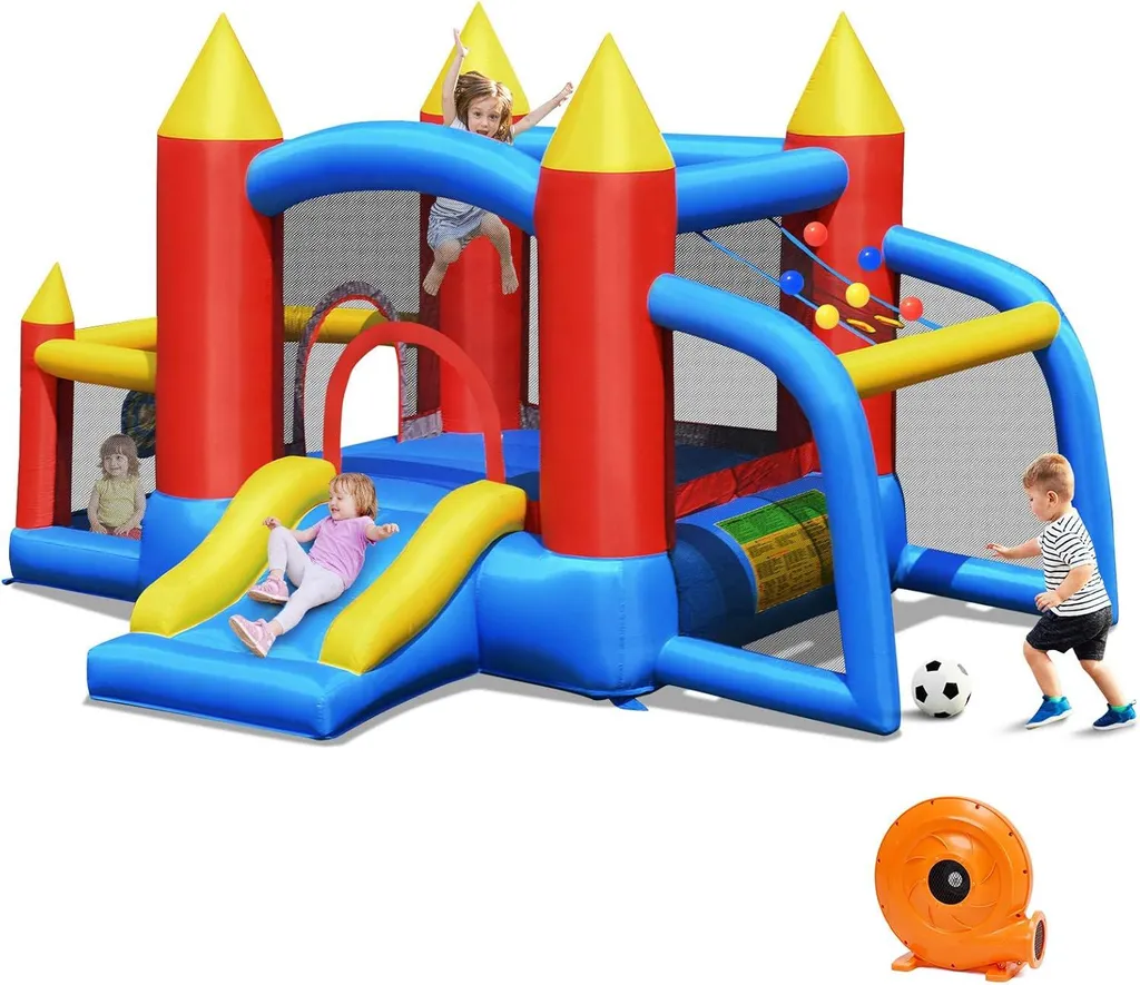 Château gonflable multi-activités avec soufflerie et 60 balles incluses