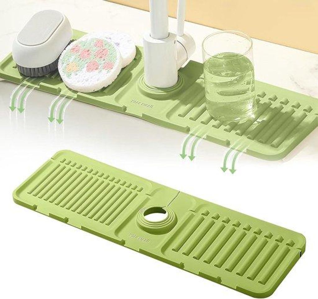 Grüner Silikon-Ablaufteller für Wasserhahn und Spüle