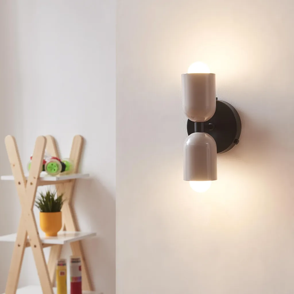 Lampada Parete Trorlos 2 Luci Bianco Latte | Applique Metallo 22x12 cm
