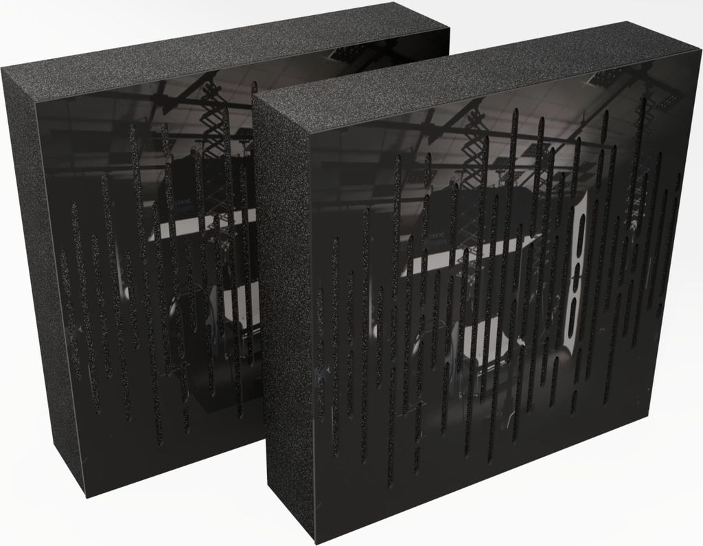 2er-Pack - AbFuser Schallabsorption-Diffuse Akustikplatte | 50 x 50 cm | Farbe: (Schwarzer Glanzkunststoff, VELAR (120 mm))