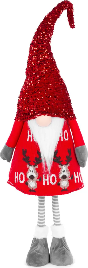 Gnome de Noël Rouge pour Déco Intérieure - Grande Figurine 130 cm