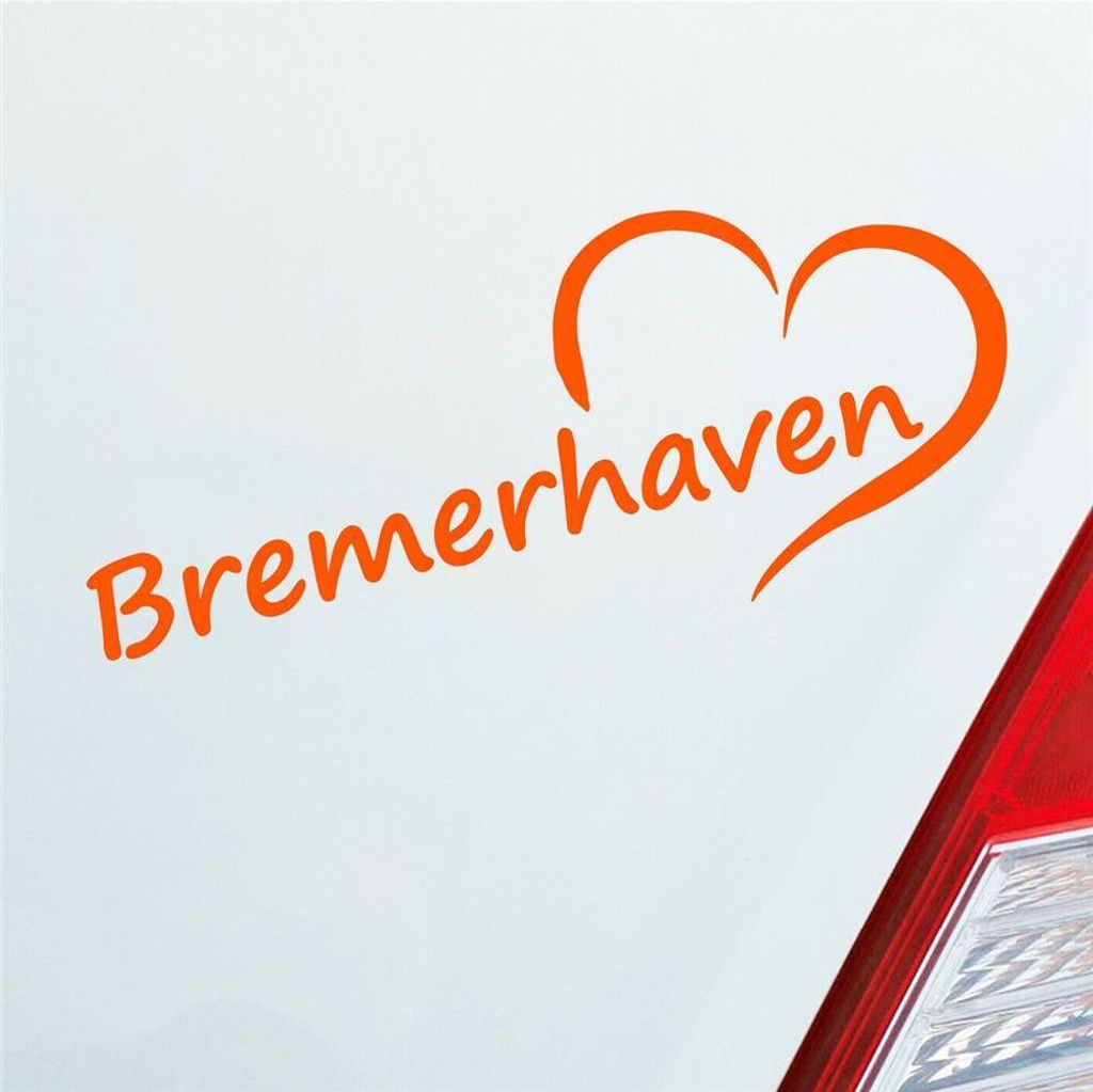 Auto Aufkleber Bremerhaven Herz Stadt City Liebe Love Heart 19x8 cm Orange Sticker Heckscheibenaufkleber
