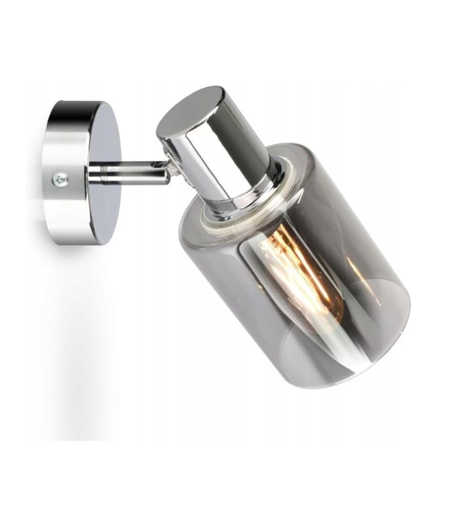 FKL DESIGN Home Deco Wandlampe Wandleuchte Chrome 1-flammig E27 Glas Lampenshirm Lampe aus Serie N535 (W1-CH)