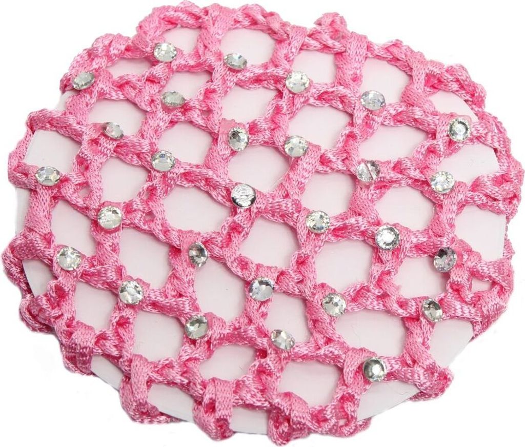 Dutt Netz Haarnetz Bun Frisurenhilfe Stoff Knotennetz Rosa mit Straß