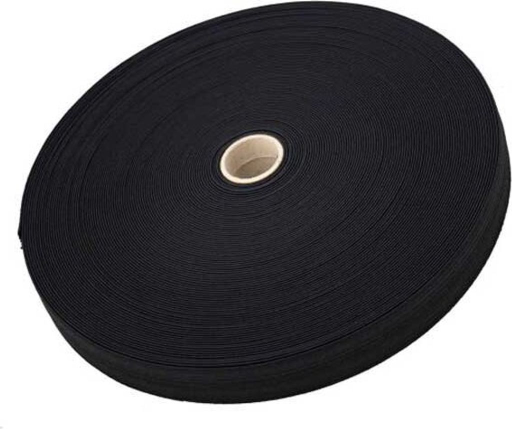 Euromarine Flat Elastisches Seil 50 M Schwarz 30 mm Schwarz 30 mm