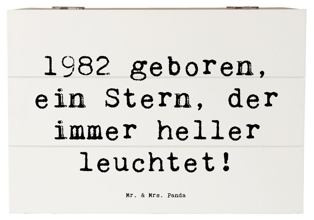 Mr. & Mrs. Panda Holzkiste Spruch 1982 Geburtstag Stern 22 x 15 cm - Weiß - Geschenk, Schatulle, Jahrgang, schatztruhe, Happy Birthday, Alter, Fei...