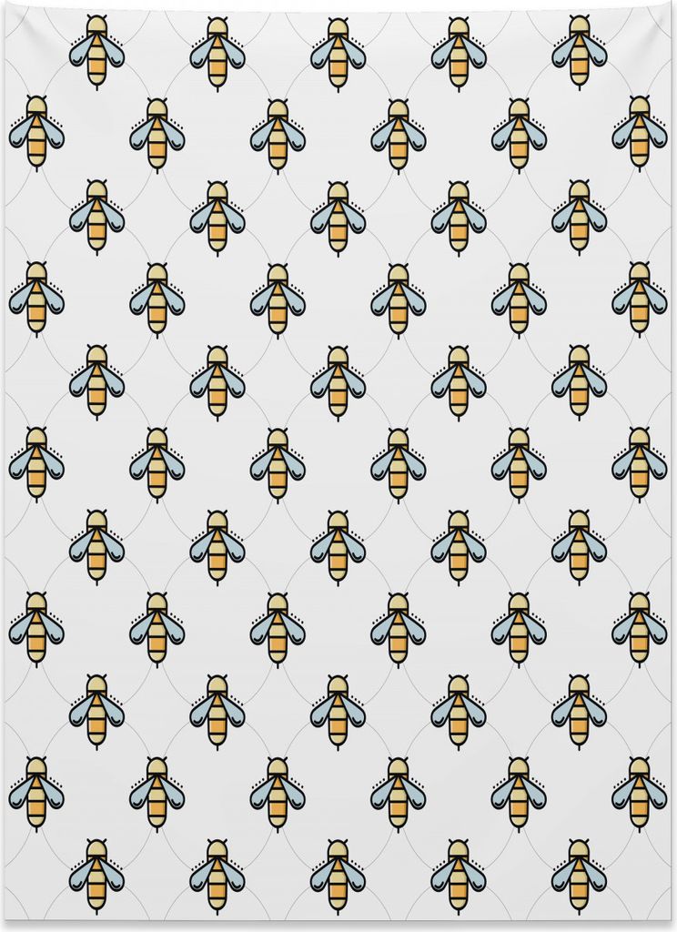 Abakuhaus Biene Wandteppich, Grafisches Bienen-Punkt-Muster aus Weiches Mikrofaser Stoff Kein Verblassen Klare Farben Waschbar, 110 x 150 cm, Mehrf...