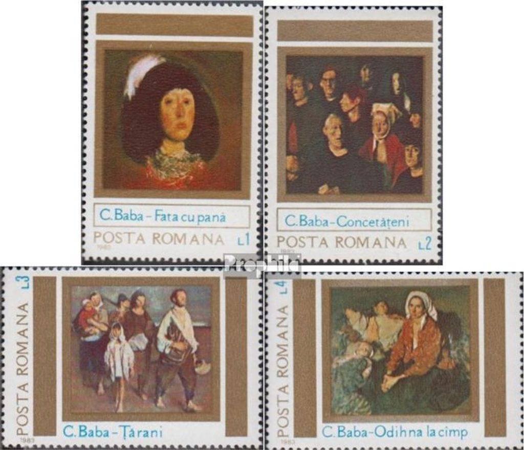 Briefmarken Rumänien 1983 Mi 3992-3995 (kompl.Ausg.) postfrisch Gemälde von Corneliu Baba