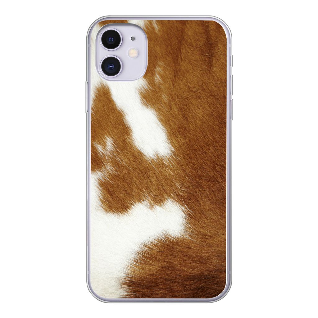 MuchoWow Handyhülle Schutzhülle Hülle für iPhone 11 Eine melierte Kuhhaut Silikon Softcase Handy Hülle - Handytasche
