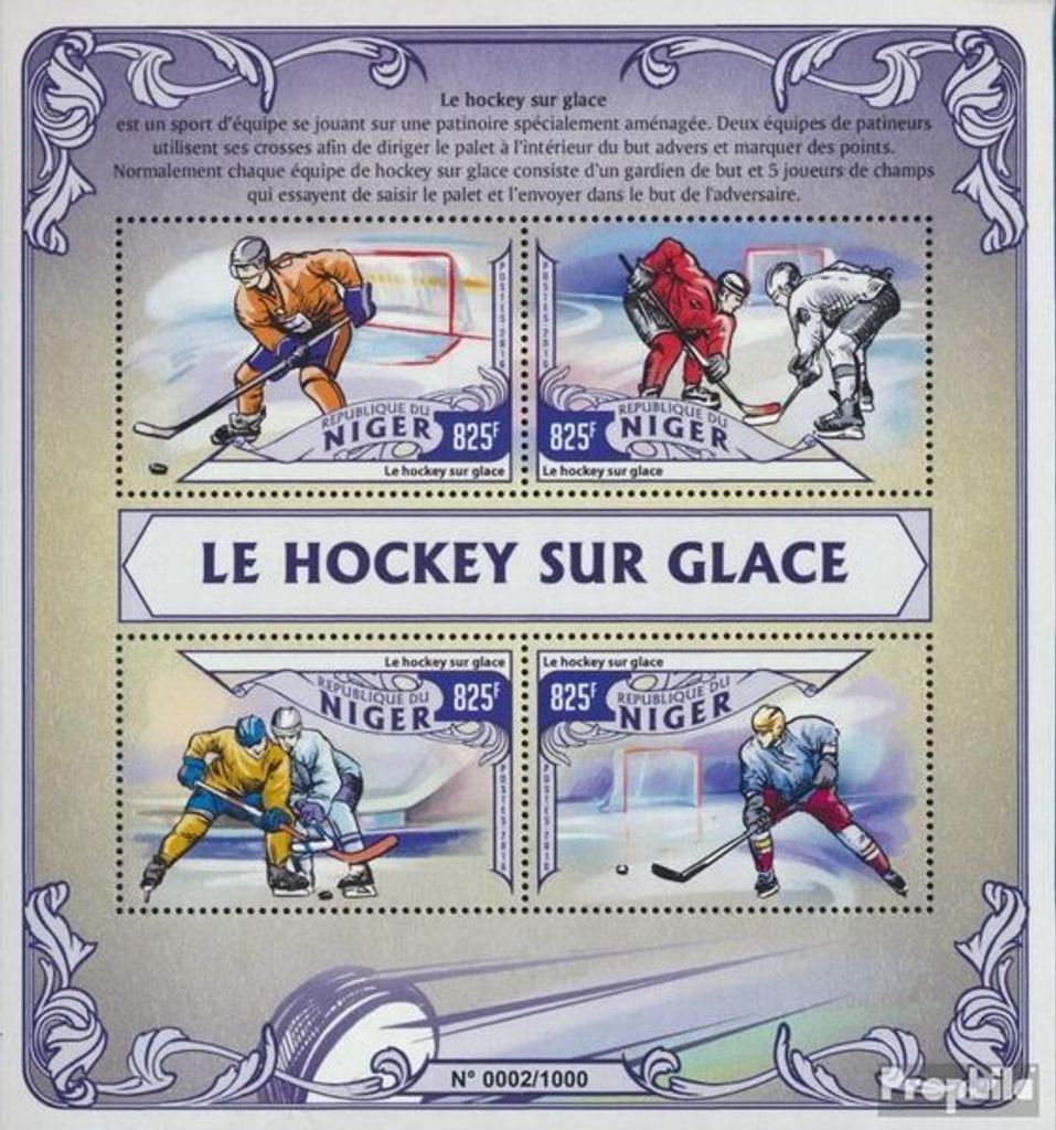Briefmarken Niger 2016 Mi 4092-4095 Kleinbogen (kompl. Ausg.) postfrisch Eishockey