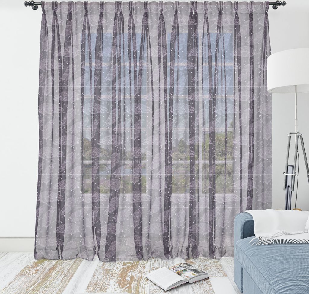 ABAKUHAUS Feder Wandteppich, Repetitive Ethnische Zentangle Romantische Lila-Ton-Paisley-Look-Abbildung, Wohnzimmer Schlafzimmer seidiges Satin Wan...