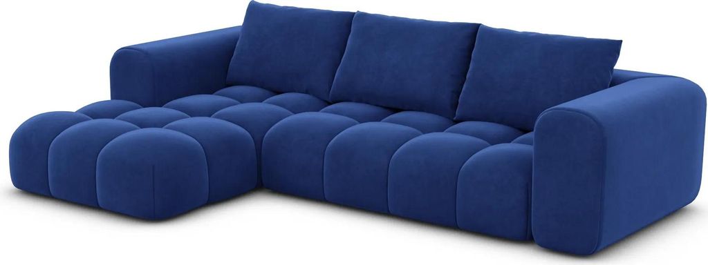 Samtstoff L-Form Sofa Lavera Königsblau Links