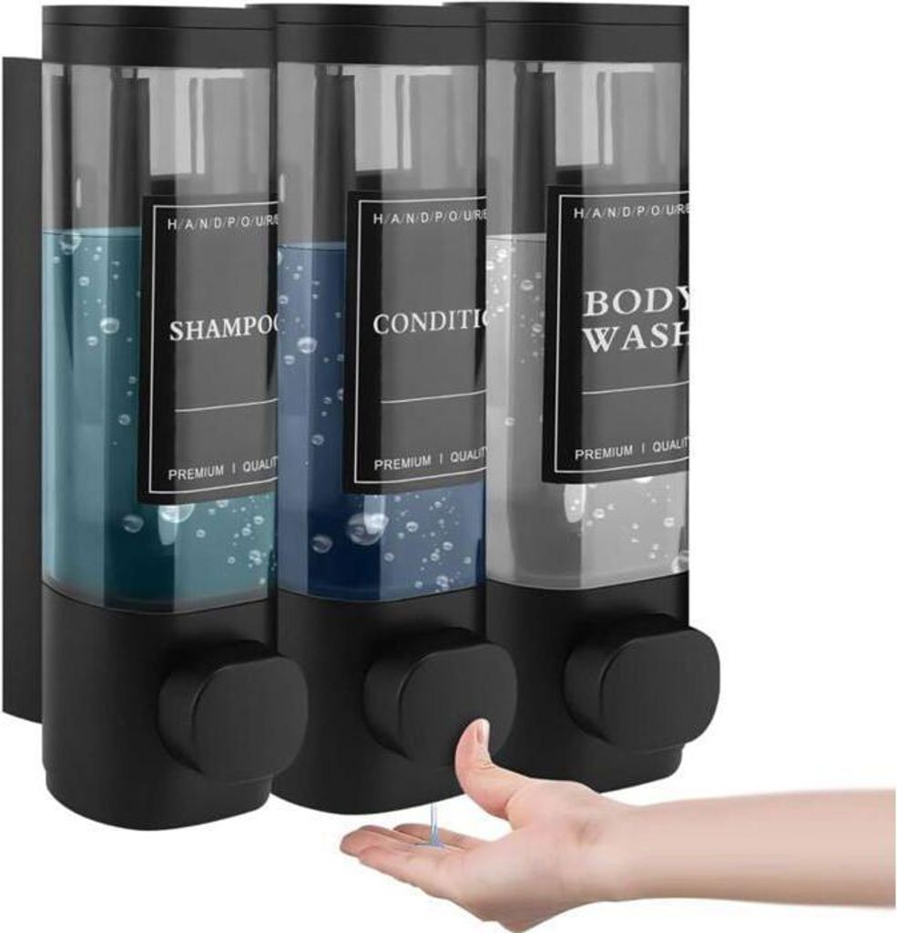 Set mit 3 wandmontierten Seifenspendern, 300 ml, kein Bohren erforderlich, für Waschbecken, Badezimmer, Duschgel. SEIFENSPENDER