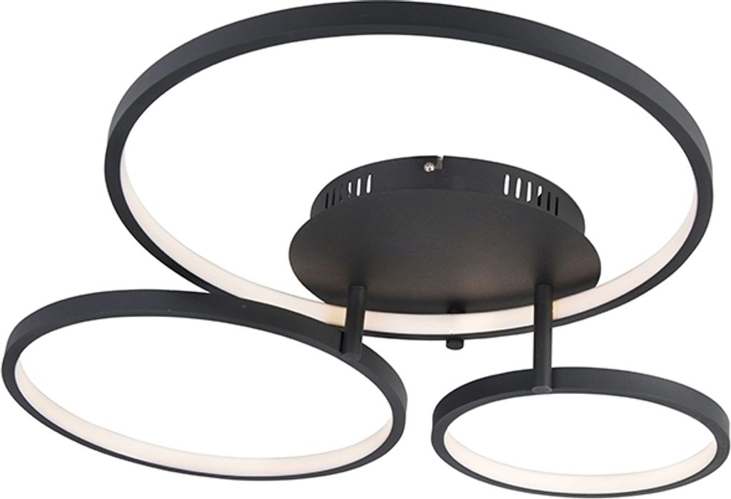 QAZQA - Moderne Deckenleuchte I Deckenlampe I Lampe I Leuchte schwarz inkl. LED und Dimmer - Rondas Dimmer I Dimmbar I Wohnzimmer I Schlafzimmer - ...