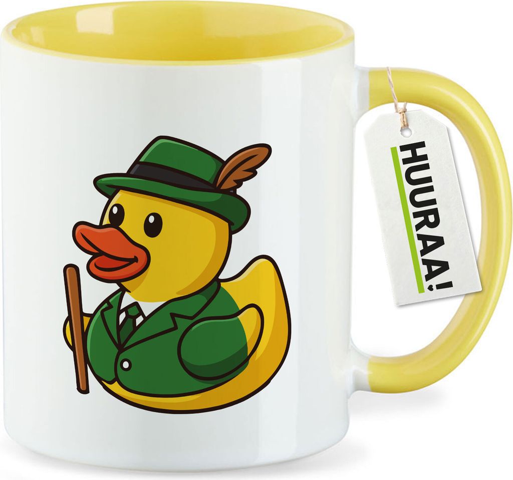 Huuraa Kaffeetasse Quietscheente Schützenbruder Gummiente Schützenfest 330ml Gelb Keramik Kaffeebecher Geschenkidee