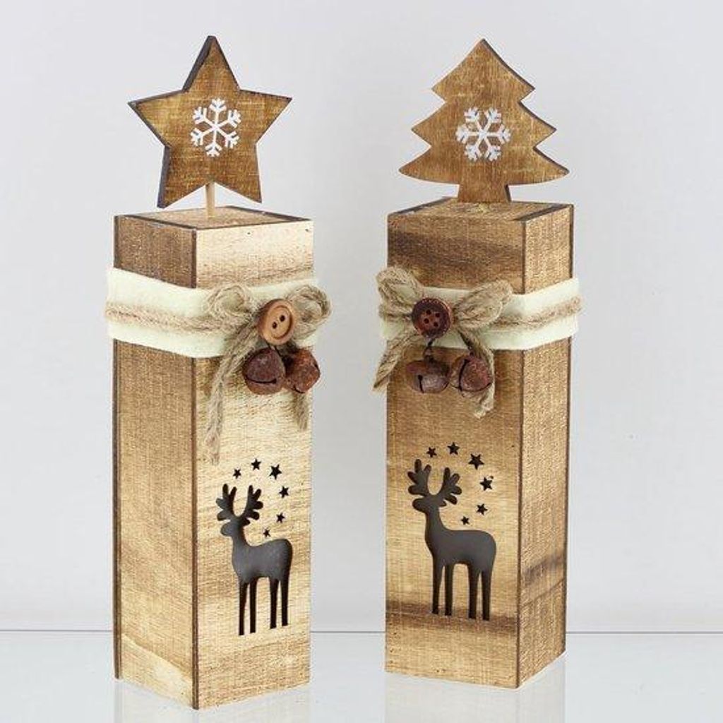 LED-Set mit 2 dekorativen Kerzen mit Rentier-Design für Weihnachten & Winter