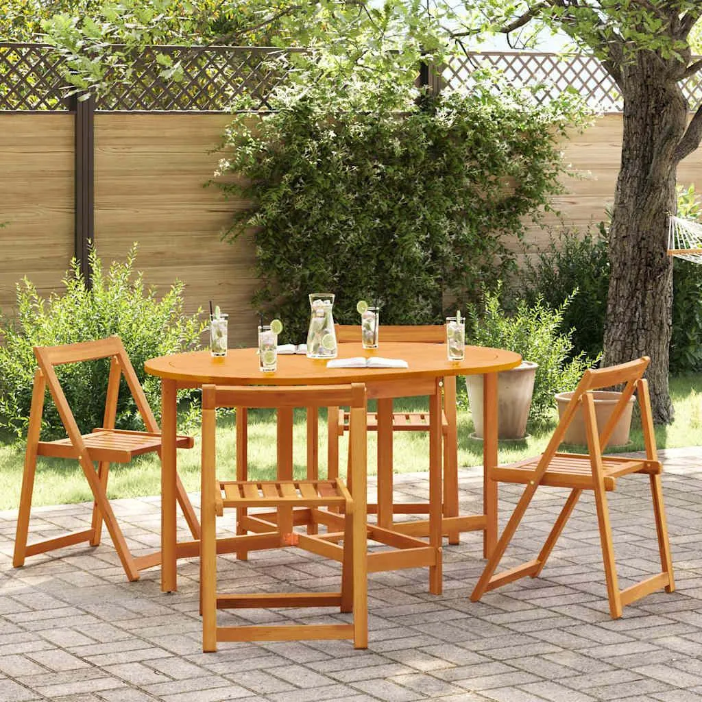 Table de Jardin Robuste en Acacia Massif 5pcs - Résiste aux Intempéries