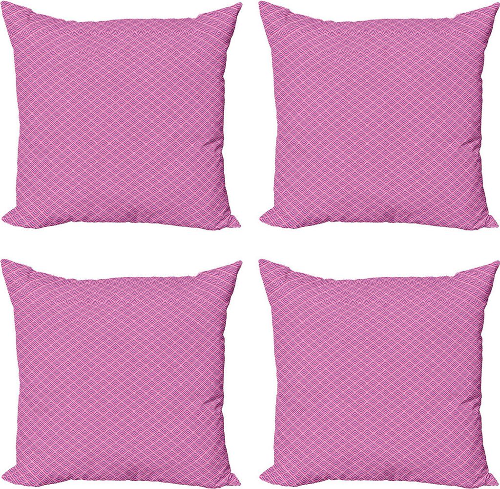 ABAKUHAUS geometrische Rhombus Kissenbezug Set (4 Stück), Funky Kunst, Moderner Doppelseitiger Digitaldruck, 50 cm x 50 cm, Violet Magenta