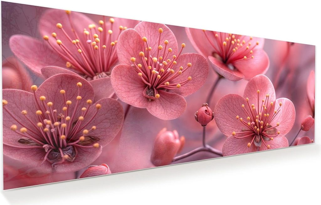 Glasbild 150x60cm in XXL für Wohnzimmer, Schlafzimmer Motiv Kirschbaumblüten
