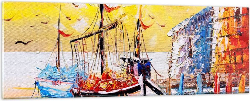 Bilder auf glas - Boot Segel Meer - 90x30cm - Glasbilder - Wandbilder - Kunstdruck - zum Aufhängen bereit - Wanddekoration aus Glas - Glas Bilder ...