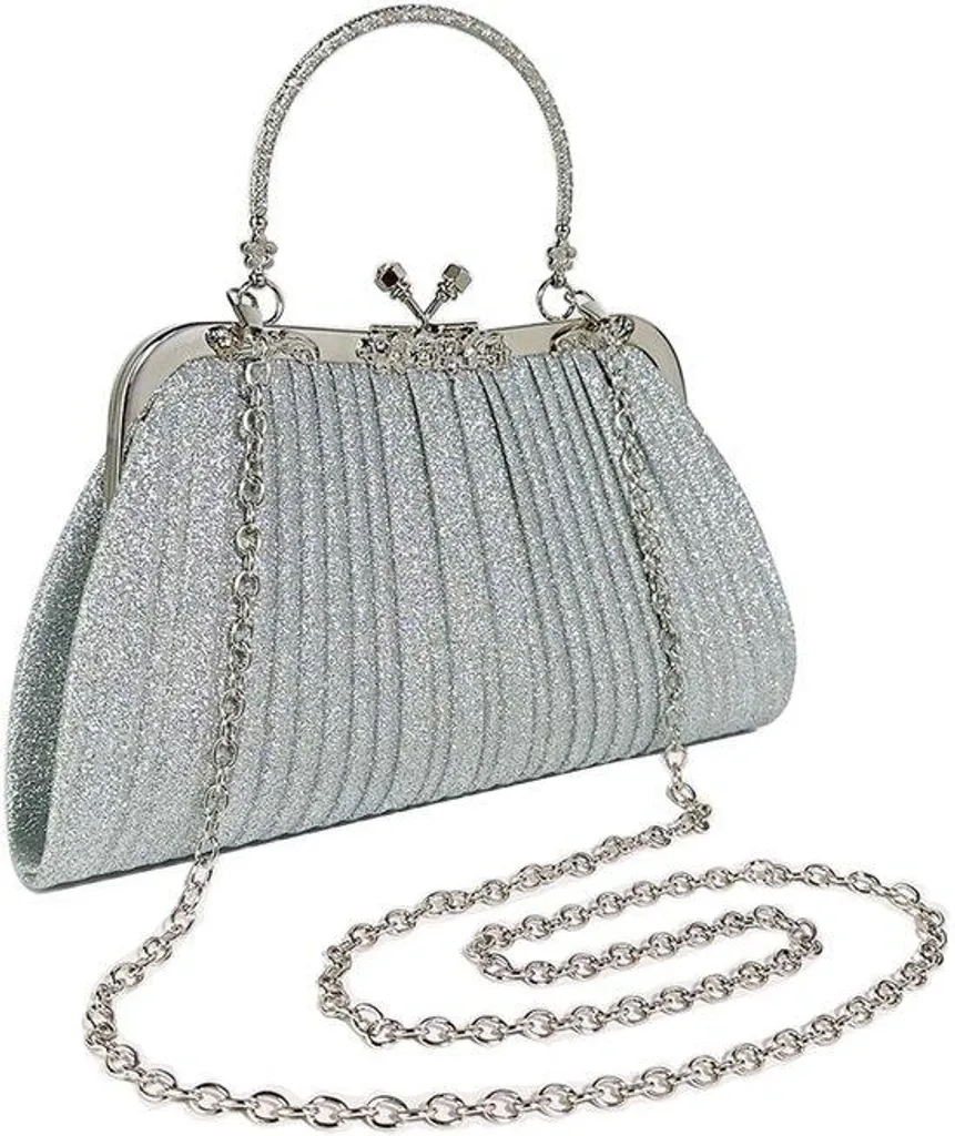 Petite pochette à paillettes argentées pour mariée et soirée chic