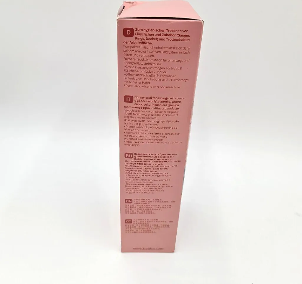 BEABA Égouttoir à Biberons Rose Compact - Sèche-Biberons Transportable - 10