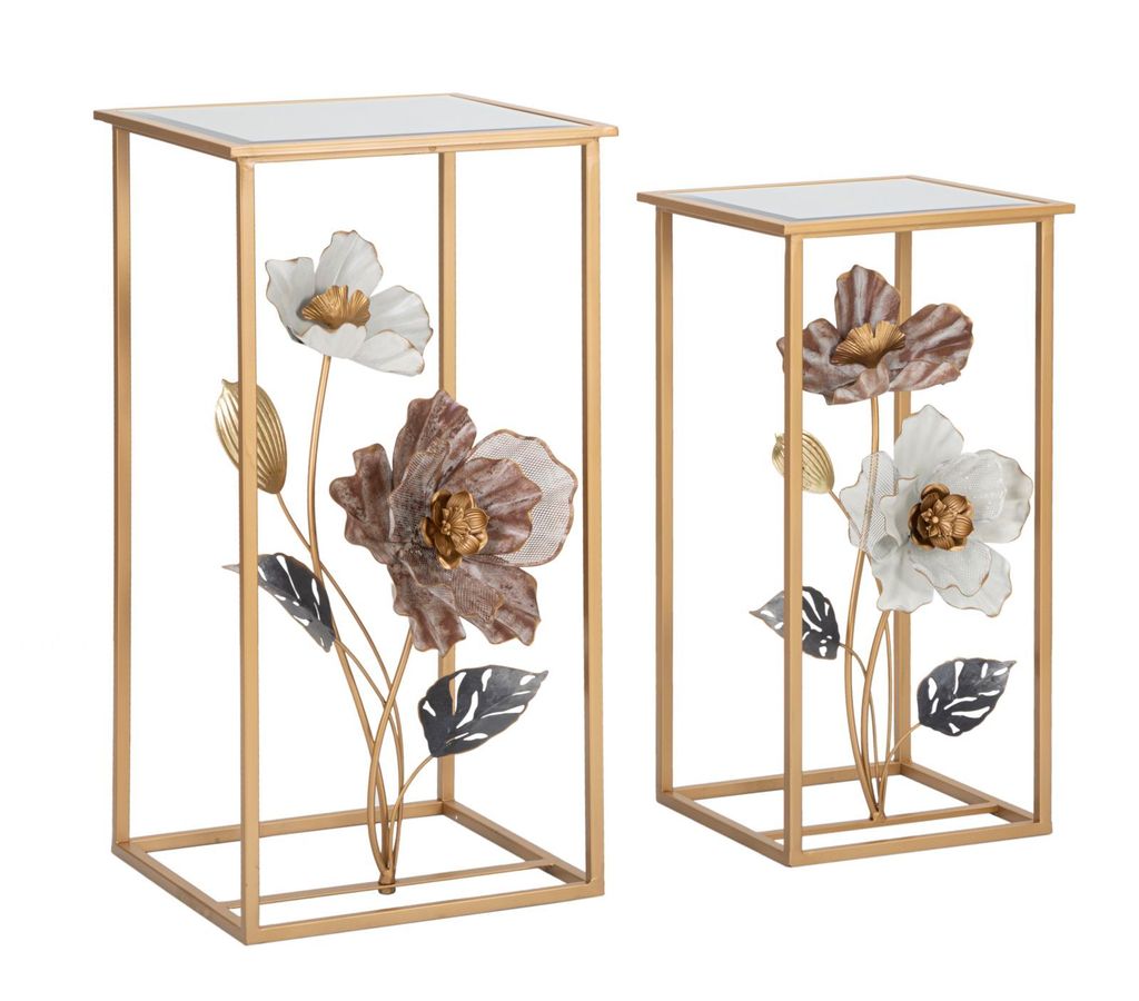 FURNLUX Couchtisch Blume Gold 36cm (2 Stk.) / Hauptfarbe: Gold / Abmessungen: 36 x 70 x 36 cm