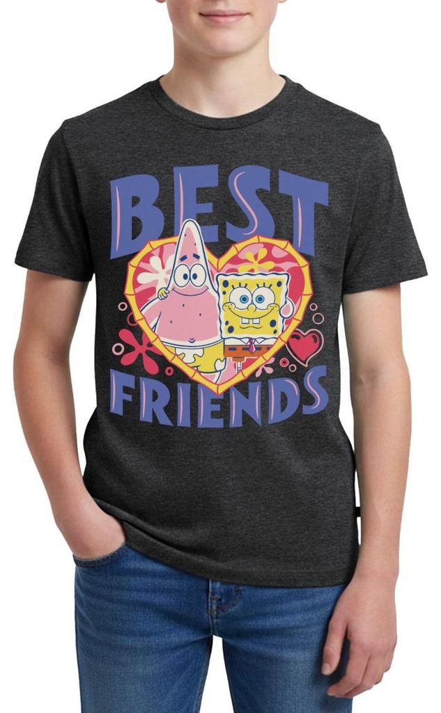 Spreadshirt Spongebob Schwammkopf Und Patrick Beste Freunde Teenager Premium T-Shirt, 158/164 (12 Jahre), Anthrazit meliert