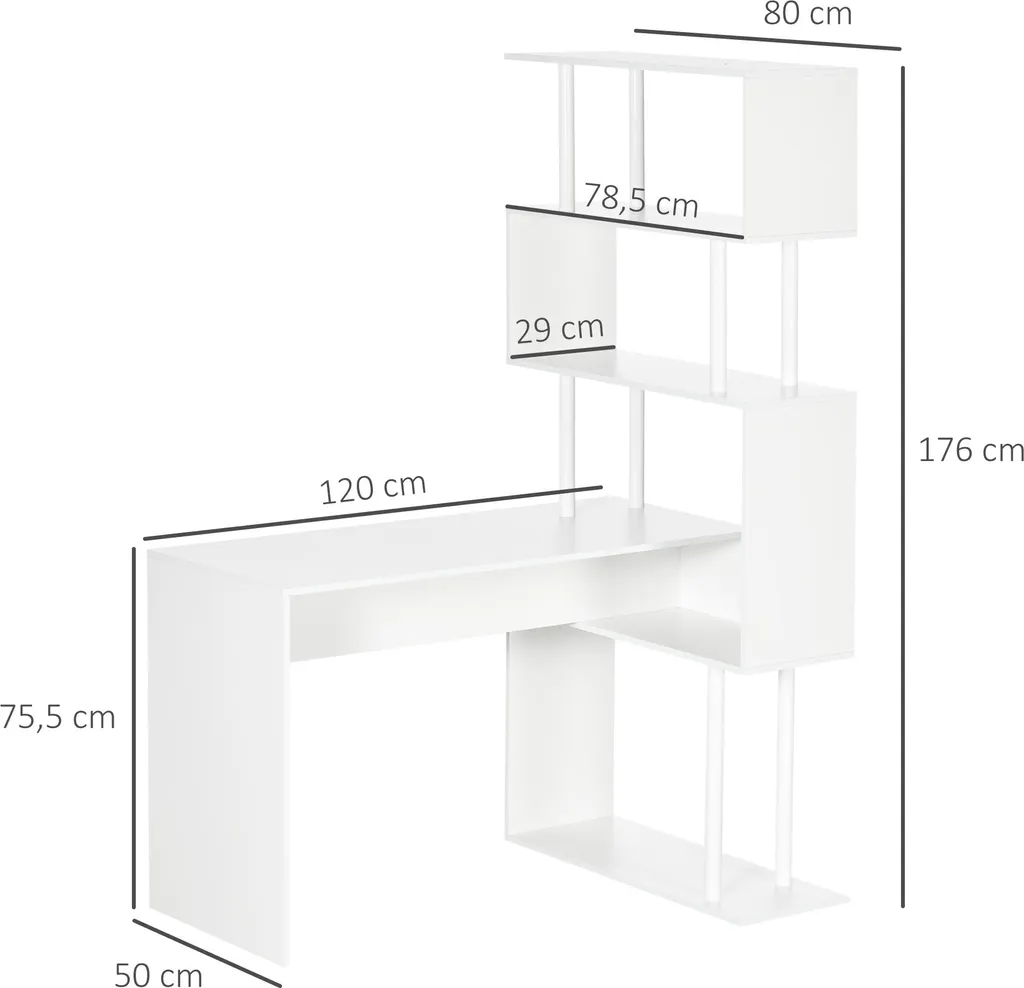 Bureau d'angle compact blanc 120cm : solution gain de place et rangement - 5