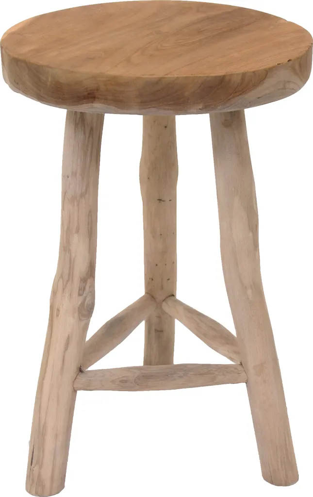 Tabouret en teck stable et robuste - Fini les meubles bancals 45 cm