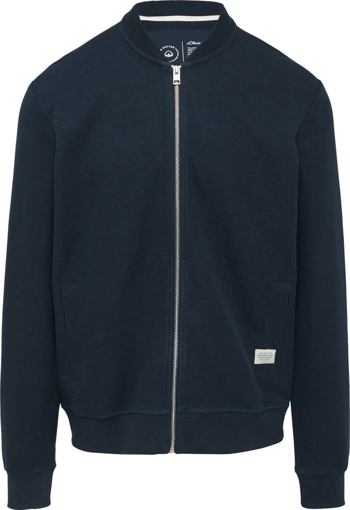 s.Oliver Sweatshirt Jacke mit Bomberkragen, aufgesetzte Tasche, Regular Fit