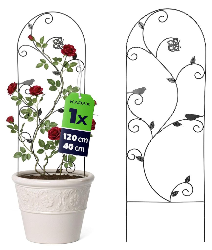 KADAX Metall Rankgitter 40 x 120 cm, 1 Stück, Rankhilfe für Kletterpflanzen, Rosengitter aus pulverbeschichtetem Stahl, Pflanzenstütze für Klet...