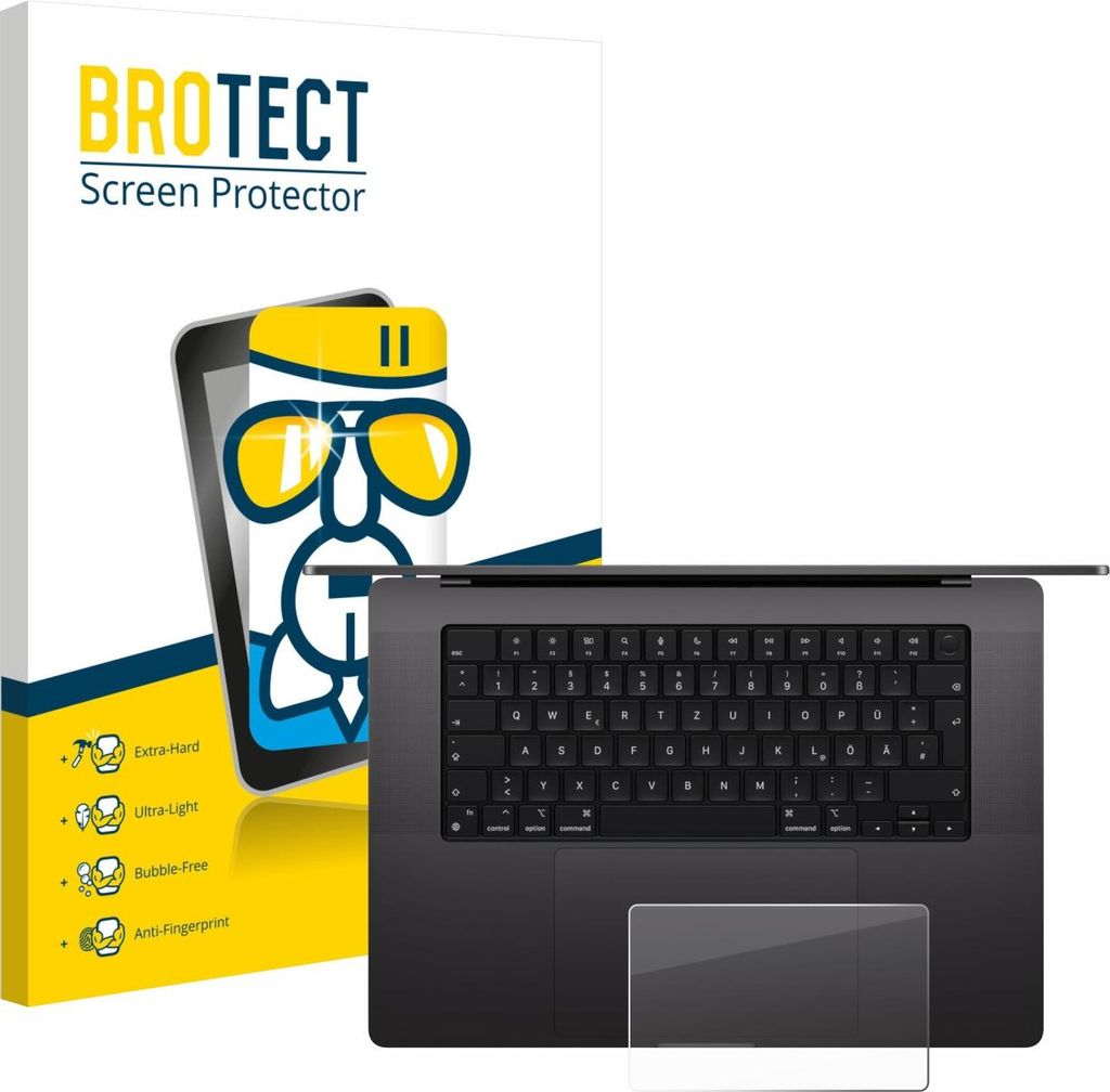 BROTECT Schutzglas für Apple MacBook Pro 16" 2024 M4 (NUR Touch Trackpad) Schutzfolie Panzer Folie Glas Display Schutz klar