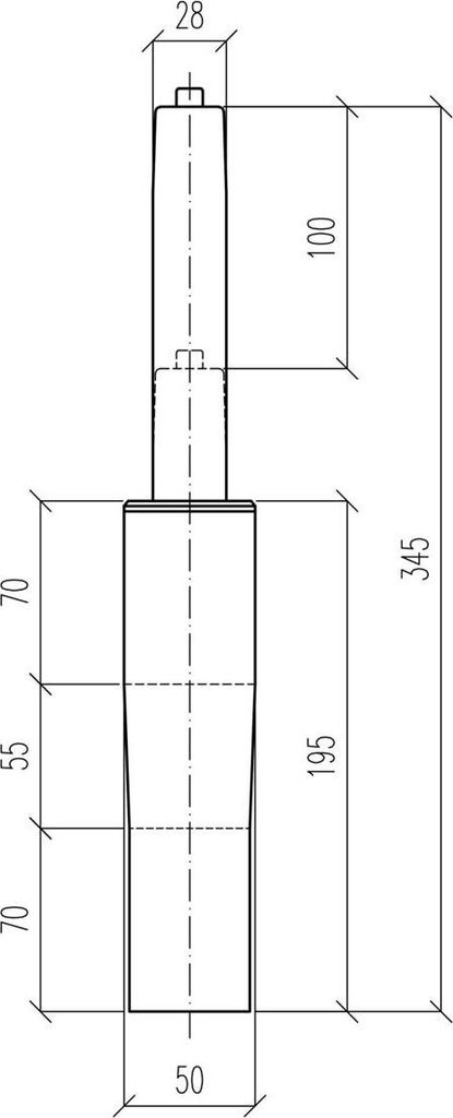 ANTARES Stuhl-Gasfeder 1235 für Bürostühle mit Synchronmechanik, 350 mm Gesamtlänge, 100 mm Hub, 180 kg Tragkraft