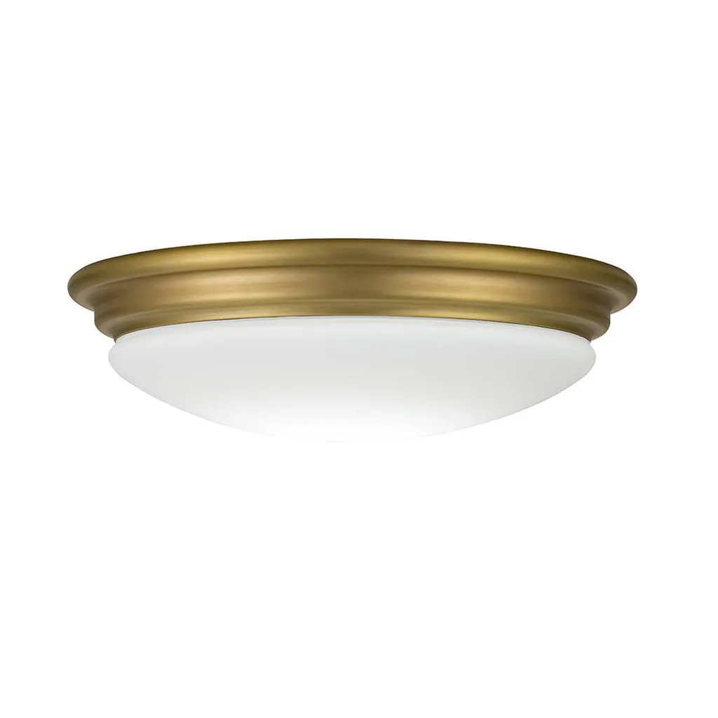 Luminaire de plafond rond en laiton et verre blanc IP44 Elstead 35cm