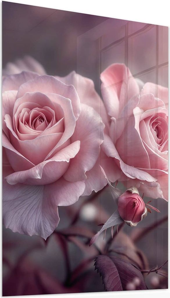 Glasbild 40x60cm in XXL für Wohnzimmer, Schlafzimmer Motiv Romantische Rosen