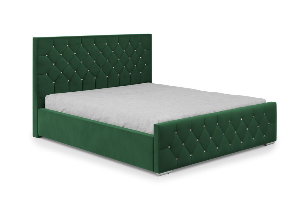 DomoHome Boxspringbett Schlafzimmerbett Ideal für Ihr Schlafzimmer | inkl. Bettkasten Größe: 218x225x114 cm, Modell: Mona I, Farbe: Grün