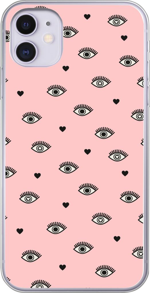 MuchoWow Handyhülle Schutzhülle Hülle für Telefoonhoesje iPhone 11 Mädchen - Augen - Rosa - Muster - Mädchen - Kinder - Kinder Silikon Soft...