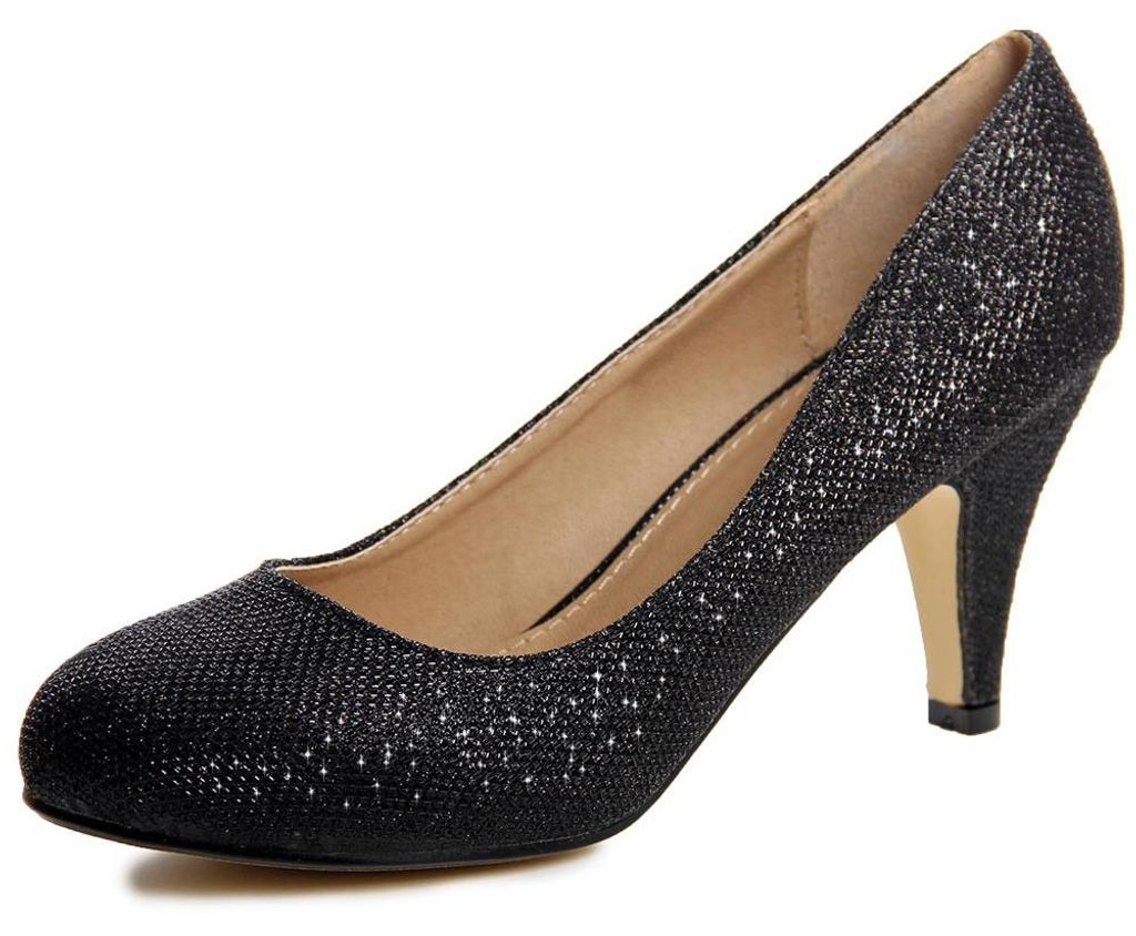 topschuhe24 432 Damen Glitzer Pumps Plateau, Farbe:Schwarz, Produktbild 