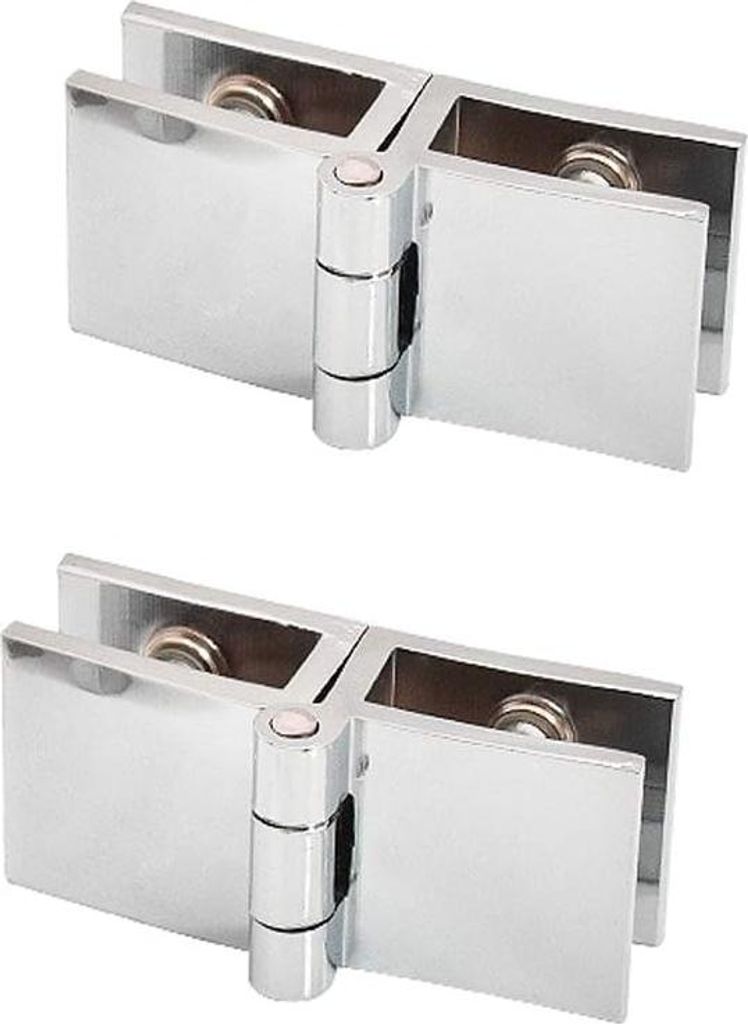 Glas Tür Clip Klem Scharniere - 180 Grad - 2 Stück - Glasdicke 5-8mm - Kein Bohren