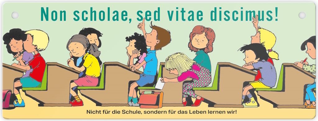 Schüler im Klassenzimmer Metallschild L in 10,5x28cm zum Thema
